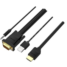 Vention HDMI to VGA Cable with Audio Output & USB Power Supply 2m Black kábel és adapter