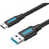 Vention usb-a 3.0/m - usb-c/m kábel (pvc,fekete), 0,5m, kábel