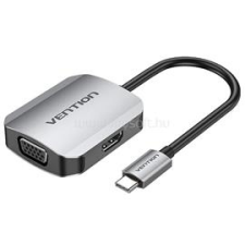 Vention USB-C -> HDMI/VGA (0,15m Szürke Aluminum Ötvözet) konverter (TDIHB) kábel és adapter