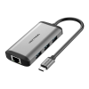 Vention USB-C - HDMI, 3x USB3.0, RJ45, PD dokkoló állomás 0,15m szürke (CNCHB) (CNCHB)