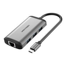 Vention USB-C - HDMI, 3x USB3.0, RJ45, PD dokkoló állomás 0,15m szürke (CNCHB) (CNCHB) laptop kellék