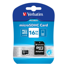 Verbatim 16GB microSDHC Premium Class10 + adapterrel (44082) memóriakártya