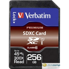 Verbatim 256GB SDXC Verbatim CL10 UHS-I Premium memóriakártya (44026) memóriakártya