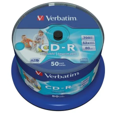 Verbatim CD-R 52x 50db nyomtatható felületű, no-ID, hengeres írható és újraírható média