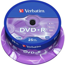 Verbatim DVD-R 4,7 GB, 16x, 25 db-os cakebox írható és újraírható média