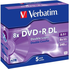 Verbatim DVD+R 8x, Dual Layer 5db egy dobozban írható és újraírható média