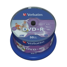 Verbatim DVD+R lemez, nyomtatható, matt, no-ID, 4,7GB, 16x, hengeren, VERBATIM írható és újraírható média