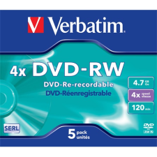 Verbatim DVD-RW újraírható DVD lemez 4,7GB normál tok (43284) írható és újraírható média