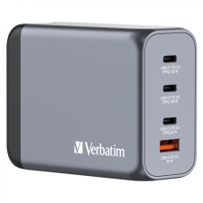 Verbatim GaN 32204 GaN 3x USB-C / USB-A Hálózati töltő - Szürke (200W) mobiltelefon kellék