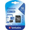 Verbatim Memóriakártya, microSDHC, 16GB, CL10/U1, 45/10 MB/s, adapter, VERBATIM "Premium"