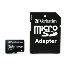 Verbatim Memóriakártya, microSDXC, 64GB, Class 10 USH-I, adapterrel, VERBATIM &quot;PRO&quot; memóriakártya