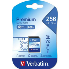 Verbatim Memóriakártya, SDXC, 256GB, CL10/U1, 90/10 MB/s, VERBATIM Premium (MVS256G) memóriakártya
