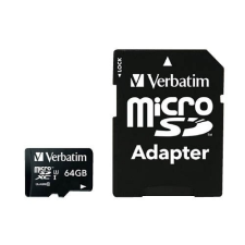 Verbatim Memóriakártya VERBATIM &quot;PRO&quot; microSDHC Class 10 64 GB + adapter memóriakártya