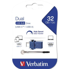 Verbatim Pendrive, 32GB, USB 3.0+USB-C adapter, VERBATIM, "DUAL" pendrive