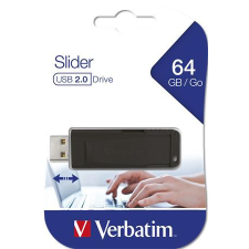 Verbatim Pendrive, 64GB, USB 2.0, VERBATIM &quot;Slider&quot;, fekete pendrive