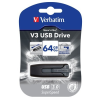 Verbatim Pendrive, 64GB, USB 3.0, 80/25 MB/sec, VERBATIM V3, fekete-szürke UV64GS