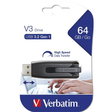 Verbatim Pendrive, 64GB, USB 3.2, 80/25 MB/s, VERBATIM &quot;V3&quot;, fekete-szürke pendrive