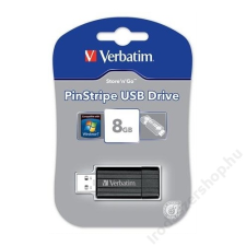 Verbatim Pendrive, 8GB, USB 2.0, 10/4MB/sec, VERBATIM PinStripe, fekete (UV8GPF) pendrive