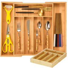 Verk Group Kihúzható 7 rekeszes bambusz evőeszköztároló 39 x 27 cm papírárú, csomagoló és tárolóeszköz