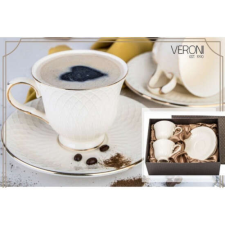  Veroni Amy Porcelán Kávécsésze Szett - 2 személyes, 210ml bögrék, csészék