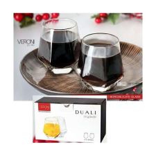 Veroni Duali Crystal szögletes üvegpohár készlet - 2 darabos 280 ml üdítős pohár
