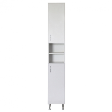 Vertex Bianca Plus 30 magas szekrény 2 ajtóval, nyitott, magasfényű fehér színben, univerzális fürdőszoba bútor