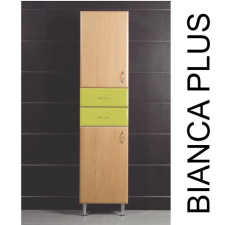 Vertex Bianca Plus 45 magas szekrény 2 ajtóval, 2 fiókkal, magasfényű fehér színben, jobbos fürdőszoba bútor