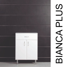 Vertex Bianca Plus 60 alacsony szekrény, 2 ajtóval, 1 fiókkal, magasfényű fehér színben fürdőszoba bútor