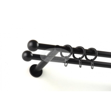  Veszprém fekete 2 rudas fém karnis szett - modern tartóval - 160 cm karnis, függönyrúd