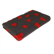  Vetbed Csúszásmentes, Ízületkímélő Kutyafekhely Sötétszürke piros szívekkel – 75×100 cm szállítóbox, fekhely kutyáknak