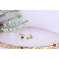  Vica goldfilled 0,4 mm zöld szegfű fülbevaló-14K fülbevaló
