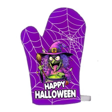  Vicces edényfogó kesztyű, Happy Halloween, boszorkány, lila lakástextília