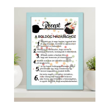  Vicces nászajándék - Falikép - Recept a boldog házassághoz grafika, keretezett kép