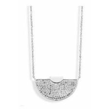 VICTORIA Ezüst színű fehér köves félhold nyaklánc nyaklánc