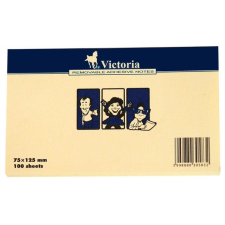 VICTORIA Öntapadó jegyzettömb, 75x125 mm, 100 lap, VICTORIA, sárga jegyzettömb