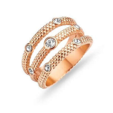 VICTORIA rose gold színű fehér köves gyűrű trilogy gyűrű
