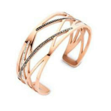 VICTORIA Rose gold színű fekete, fehér köves karkötő karkötő