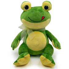 Vidám plüss béka masnival, 35 cm plüssfigura