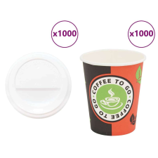 vidaXL 1000 db papír kávéscsészék fedővel 8oz 240ml party kellék
