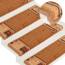 vidaXL 10 db bézs öntapadó lépcsőszőnyeg 65 x 25 cm lakástextília