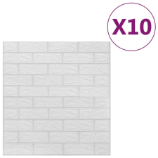 vidaXL 10 db fehér öntapadós 3D tégla hatású falmatrica (150718) tapéta, díszléc és más dekoráció
