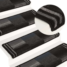 vidaXL 10 db fekete és szürke öntapadó lépcsőszőnyeg 65x21x4 cm lakástextília