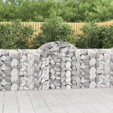vidaXL 10 db íves horganyzott vas gabion kosár 200x30x100/120 cm kerti dekoráció