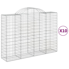 vidaXL 10 db íves horganyzott vas gabion kosár 200x50x140/160 cm (3146370) kerti tárolás