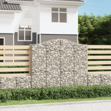 vidaXL 10 db íves horganyzott vas gabion kosár 200x50x180/200 cm kerti dekoráció