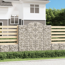 vidaXL 10 db íves horganyzott vas gabion kosár 200x50x180/200 cm kerti dekoráció