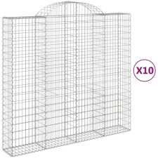 vidaXL 10 db íves horganyzott vas gabion kosár 200x50x180/200 cm (3146412) kerti tárolás