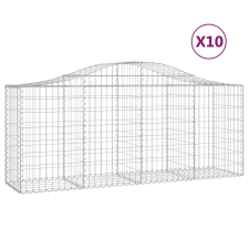 vidaXL 10 db íves horganyzott vas gabion kosár 200x50x80/100 cm (3145627) kerti tárolás