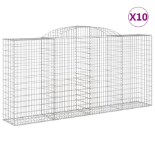 vidaXL 10 db íves horganyzott vas gabion kosár 300x50x140/160 cm (3146745) kerti tárolás