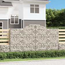 vidaXL 10 db íves horganyzott vas gabion kosár 300x50x160/180 cm kerti dekoráció